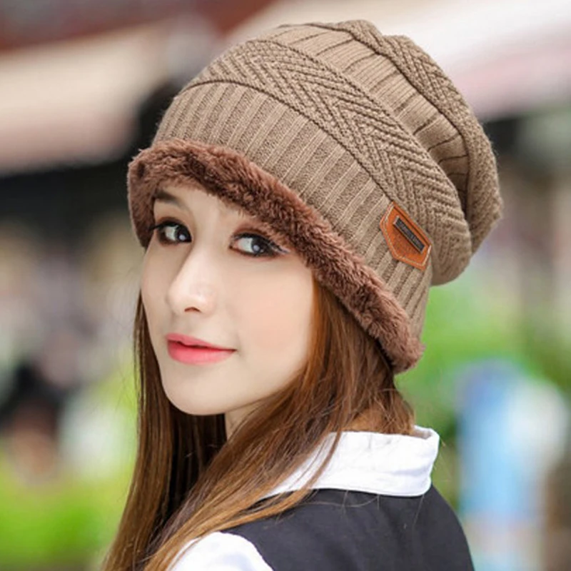 Модные зимние теплые вязаная мешковатая шапка-бини Лыжная шапка шарф комплект шапка Шейный Платок для мужчин женщин шапочка