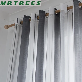 Striped Voile Sheer Curtains 1
