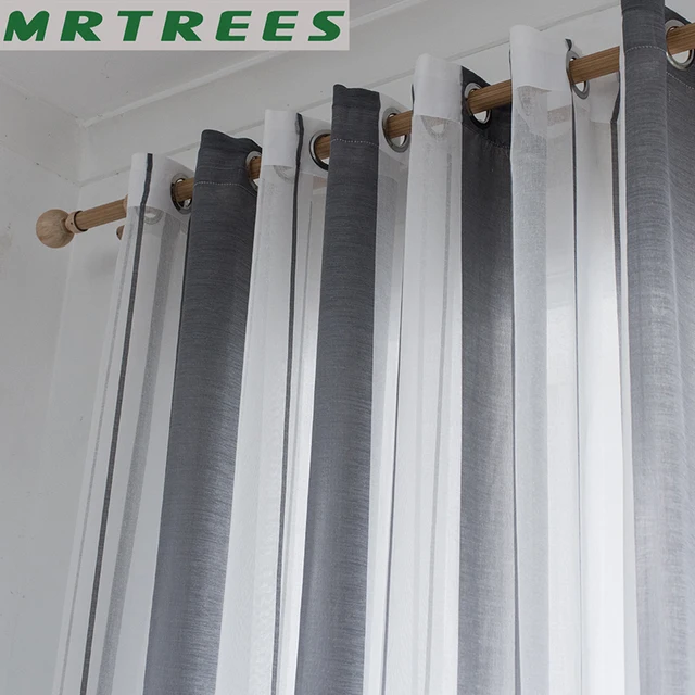 Striped Voile Sheer Curtains 1