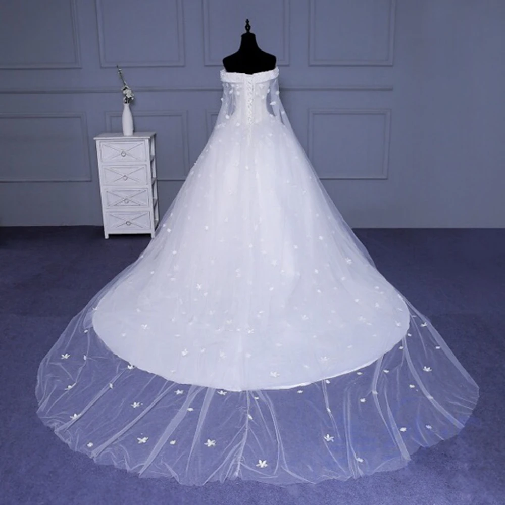 Vestido De Noiva Princesa индивидуальный заказ короткий рукав бисер аппликации цветы принцесса бальное платье Свадебные платья плюс размеры
