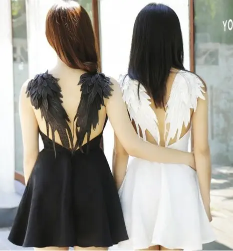 Черное платье BM40 с крыльями темного ангела MALEFICENT в стиле Лолиты открытой спинкой