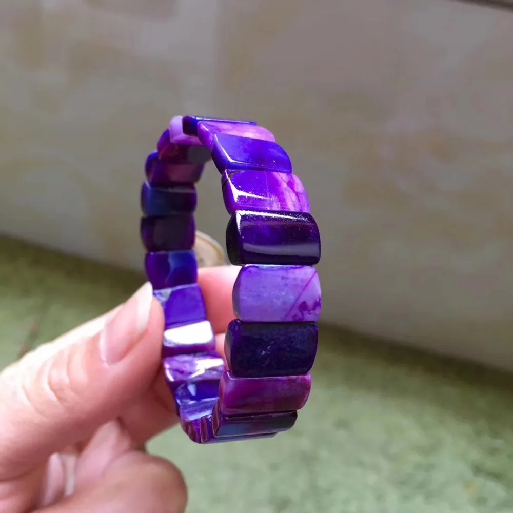 

Certificate Natural White Purple Sugilite Bangle 54.4x12.2x3.5mm Women Party Gift Stretch Crystal Stretch Bead Bracelet AAAAA