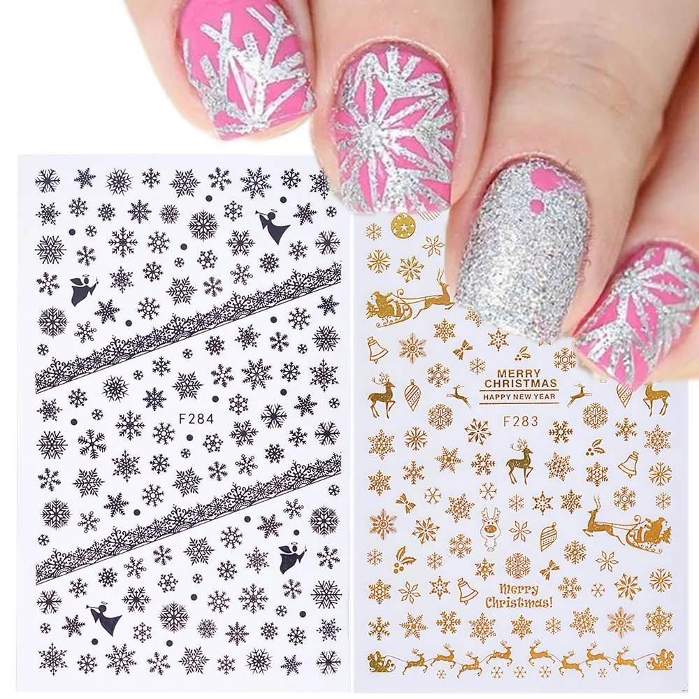 

4pcs/Set Snowflakes 3D Nail Sticker Sliders Christmas Sticker For Nails Fashion Design For Nail Art Decal Accessories TRF267-284