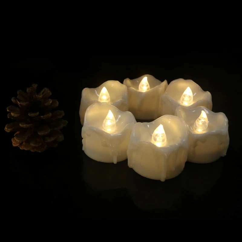

Electronic Flashing LED Electronic Tea Wax Candle Easter Tear Type Light Propose Marriage New Year Candle Decoration Home 12PCS