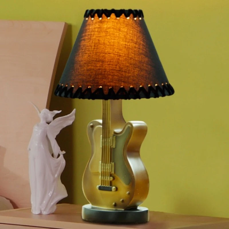 

Creative Novelty Cottage Lovely Resin Guitar Fabric Led E27 Table Lamp for Children's Room Bedroom Bar Decor H 38cm 1759