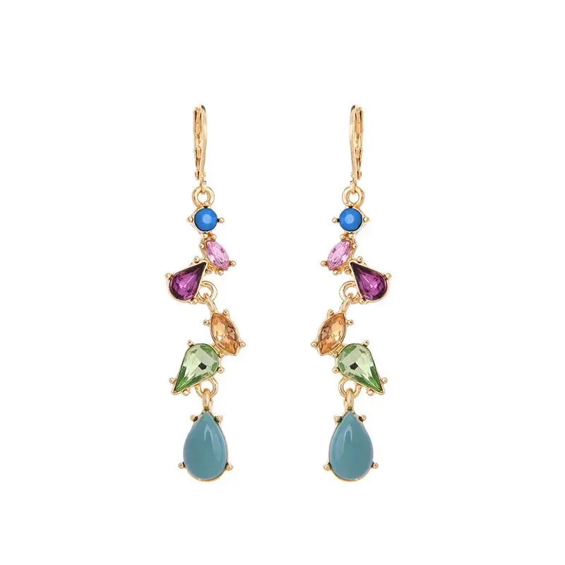 

New Arrival Cute Colorful Crystal Long Drop Earrings