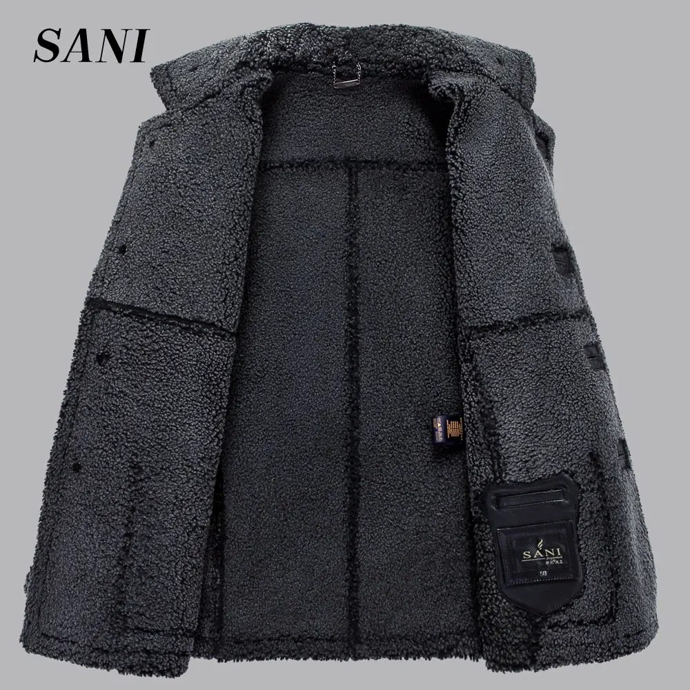 Натуральная кожаная куртка мужской овчины пальто с мехом отложным пальто с мехом Мужские натуральный мех пальто