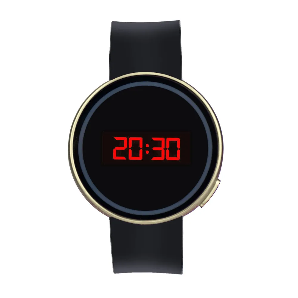 1pcs silicone unisex watch simple round LED touch screen date fashion