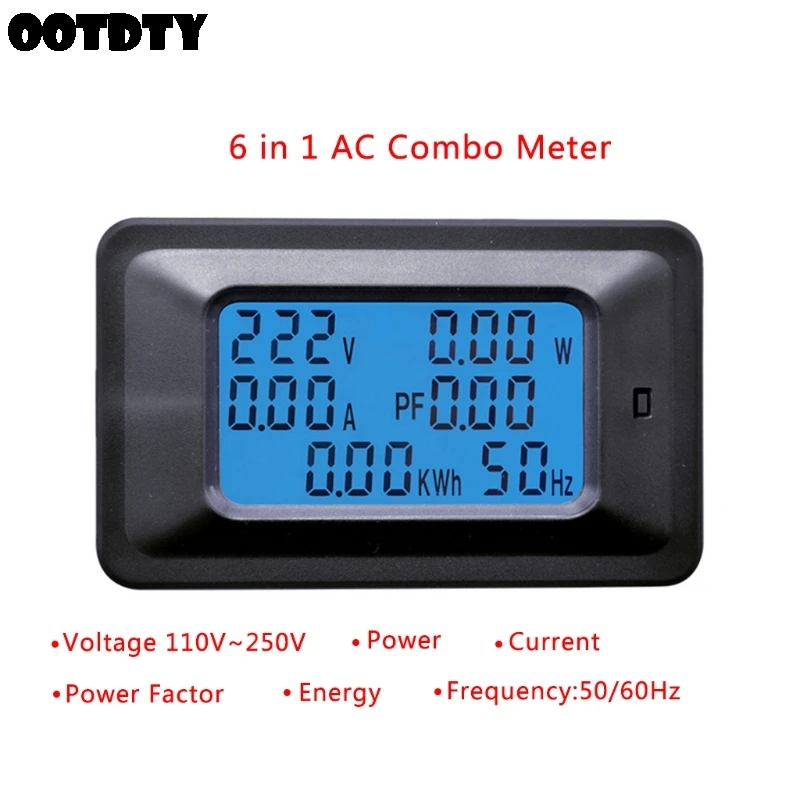 

20/100A AC LCD Digital Panel Power Watt Meter Monitor Voltage KWh Voltmeter Ammeter