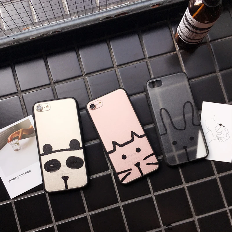 Simple Cartoon Cute Panda Phone Case for iPhone 7 7plus Cat Rabbit Type Transparent Frosted Shell 6 6s 6plus 6splus |