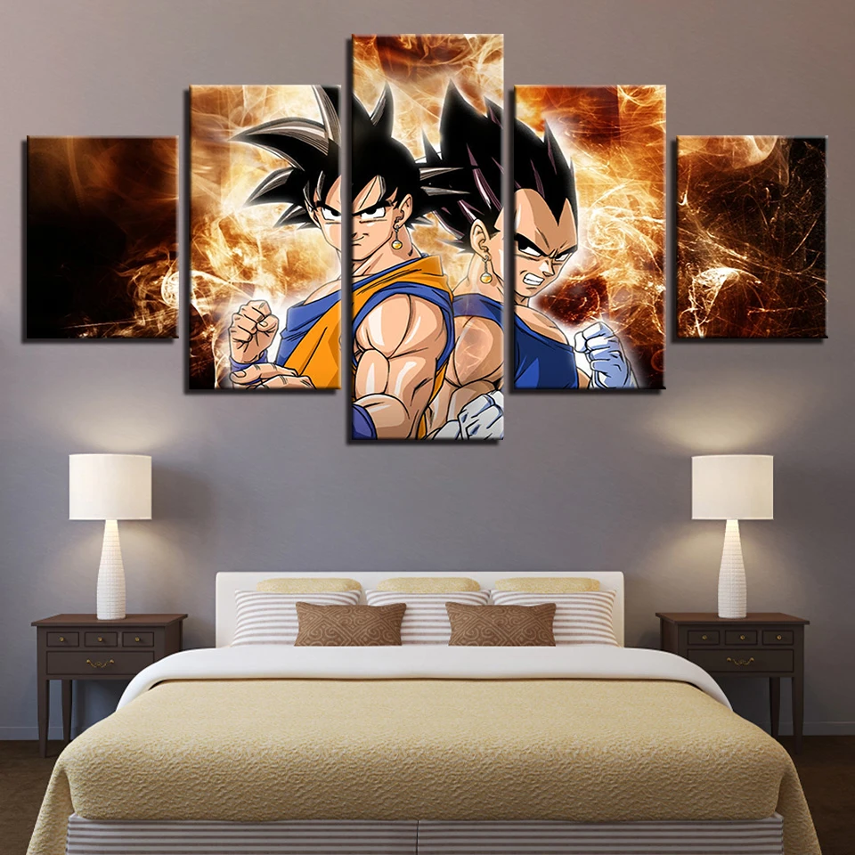Print Canvas Modern Home Deco Painting For Living Room 5 Panel Cartoon Dragon Balls Modular Wall Art Animation Character Picture|painting for living room|printed canvaswall art - AliExpress