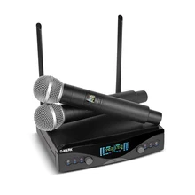 Sistema con micrófono inalámbrico de largo alcance, transmisor de micrófono portátil de 2 canales, UHF, PARA Karaoke profesional, alta calidad, G-MARK