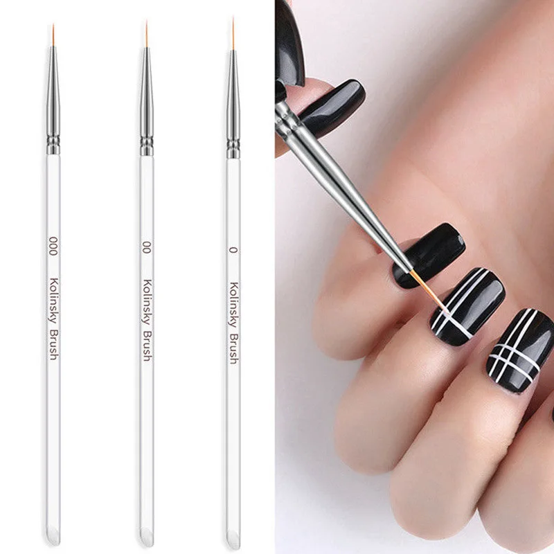 

3PCS/Set Nail Brush Acrylic Rhinestone Crystal 2 Way UV Gel Painting Manicure Tool Drawing Liner Flower Brush