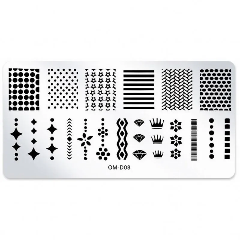 

1 X Geometic Pattern Nail Art Stamping Image Plates/ Crown Diamond Design Stamping Image Plates Manicure Nail Designs DIY OM-D08
