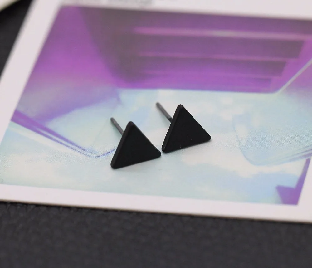 Fashion Triangle Stud Earrings for Women Gold Black Silver Color-2 (5)