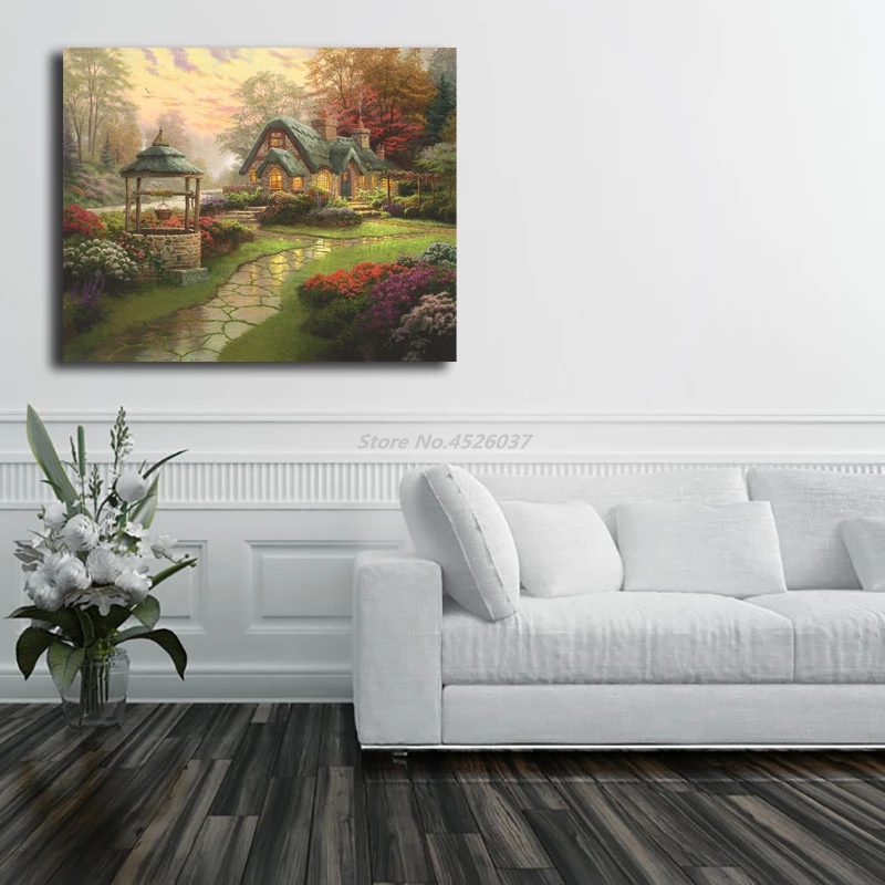 Thomas Kinkade картина маслом на холсте с пожеланиями для гостиной Автопортрет фото