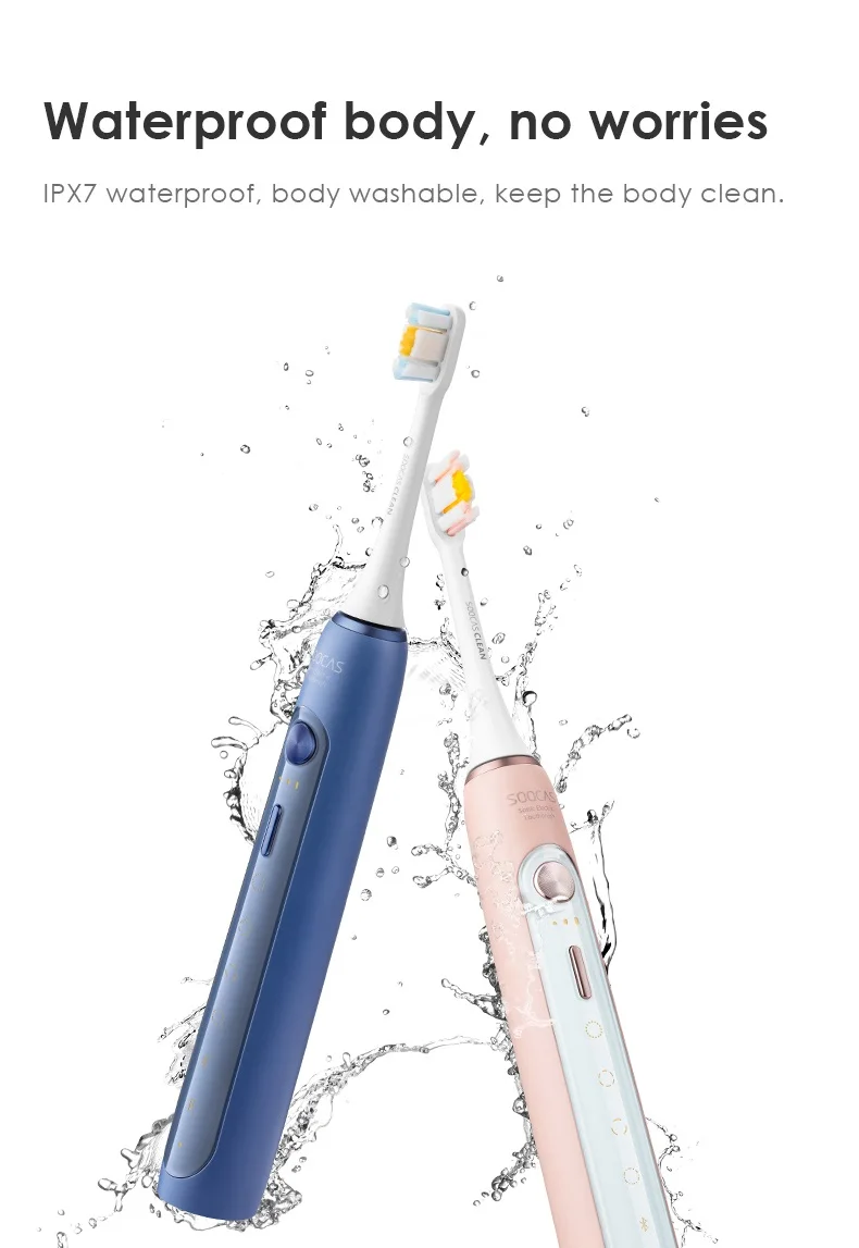 Escova de Dentes Inteligente de Controle Xiaomi Mijia Soocas Elétrica Sónica Recarregável Usb Nfc Automático x5 14 Escovas de dente elétricas