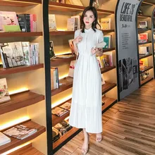 Лучшее весеннее длинное Плиссированное Платье летнее повседневное женское эластичное платье с высокой талией