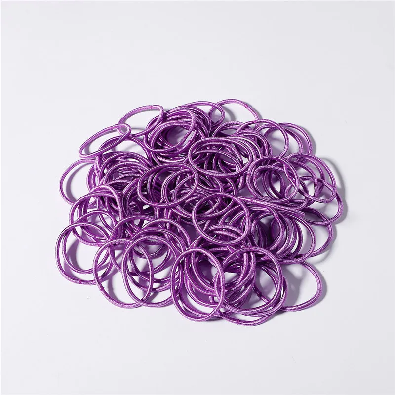 Purple 100 шт. карамельных цветов нейлоновые резинки 3 см детские безопасные эластичные ленты для волос Детские конский хвост держатель аксессуары для волос для девочек Новинка - Цвет: Purple