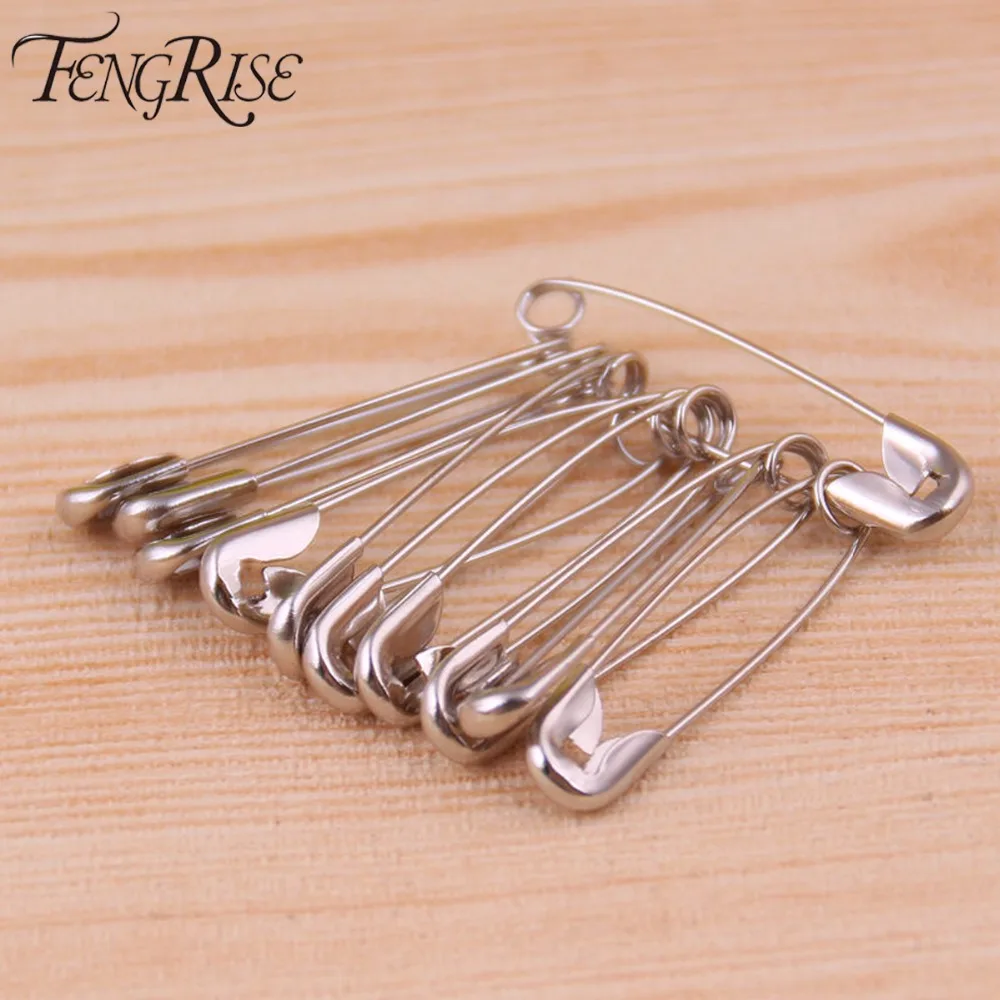 FENGRISE 100pcs Silver Tone Hijab Strong Safety Pins DIY Sewing Tools