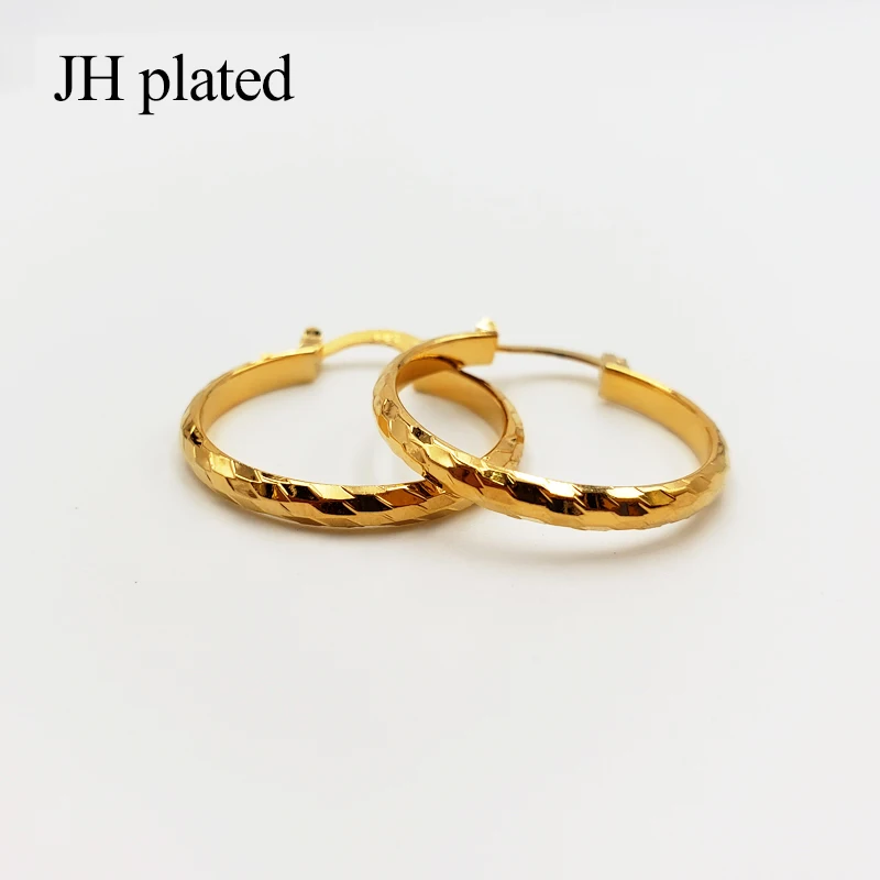 JHplated Arab Fashion 24K Hoop Earrings for Women's/Girls Gold Color Jewelry Middle East Africa Ethiopian best Gifts Party