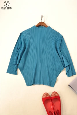 blue green Модные стильные футболки с длинным рукавом, свободные однотонные футболки со стоячим воротником - Цвет: blue green