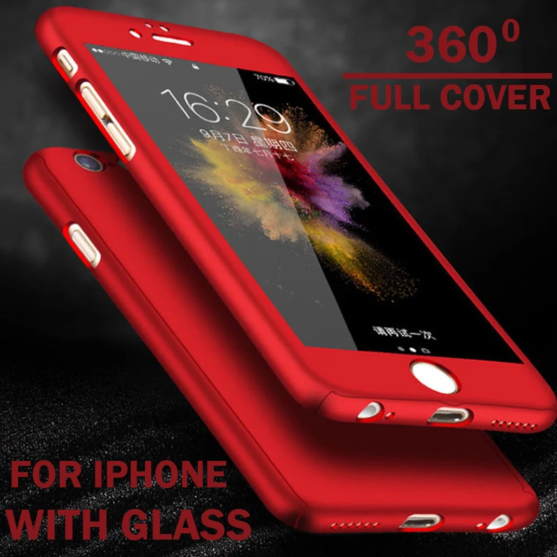 

360 Full Shockproof Case For iPhone XS MAX XR XS Luxury Matte Hard PC Cover For iPhone 8 Plus 7 6 6S 5 5S SE Phone Case Film