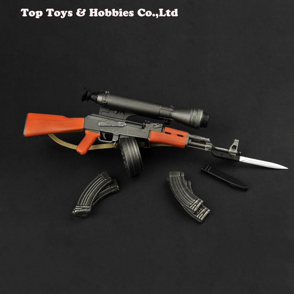 1:6 масштаб игрушки ZY2007 1/6 пластиковый пистолет Модель AK47 Оружие Игрушка с ножом модель аксессуары для 1" Экшн фигурки аксессуары