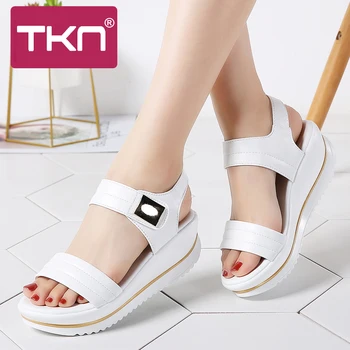 

TKN 2019 summer women flat Platform sandals shoes women comfort sandalias ladies white wedge sandals shoes woman sandalie 825