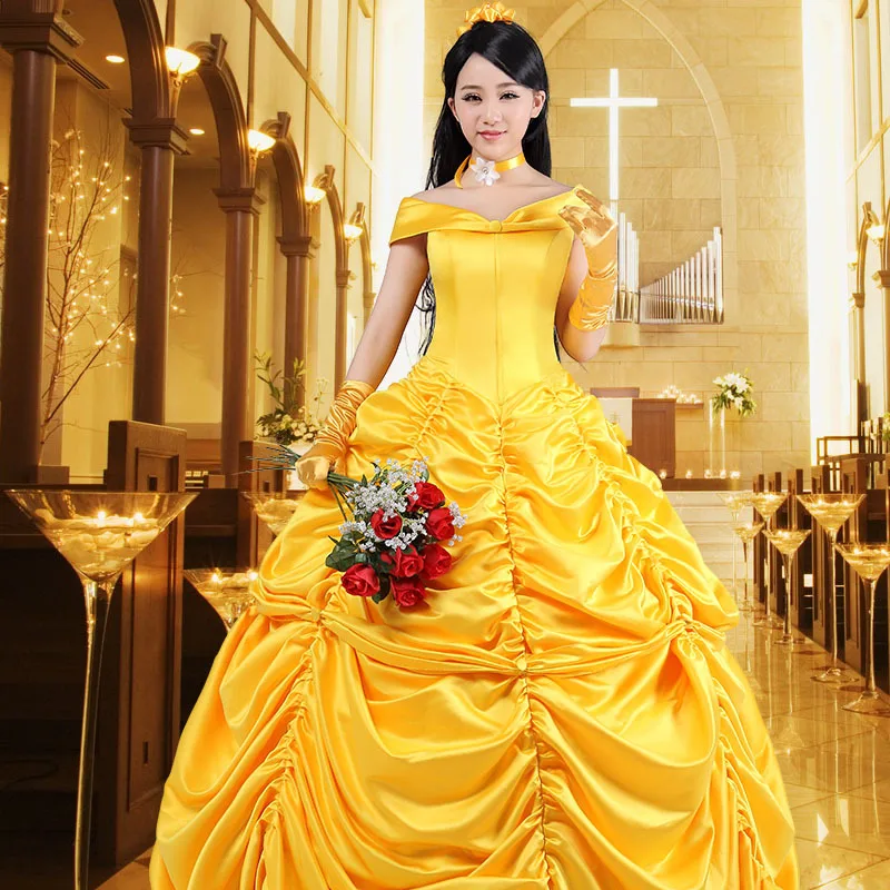 Стимпанк, желтое платье, викторианские платья, вечерние платья принцессы для косплея - Цвет: Золотой