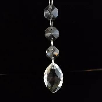 

hanging pendants candlestick lamp parts Free Shipping clear 38mm crystal pendants with 14mm octagon beads for sales