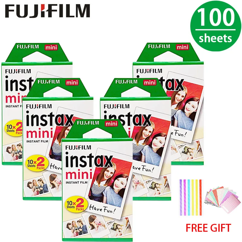 100 листов Fujifilm Instax Mini белая краевая пленка мгновенная фотобумага для 8 9 7s 70 25 50s 90 SP