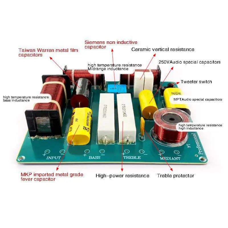 2 шт 300 Вт 3 полосные высокие средние басы динамик кроссовер с делителем частоты фильтр
