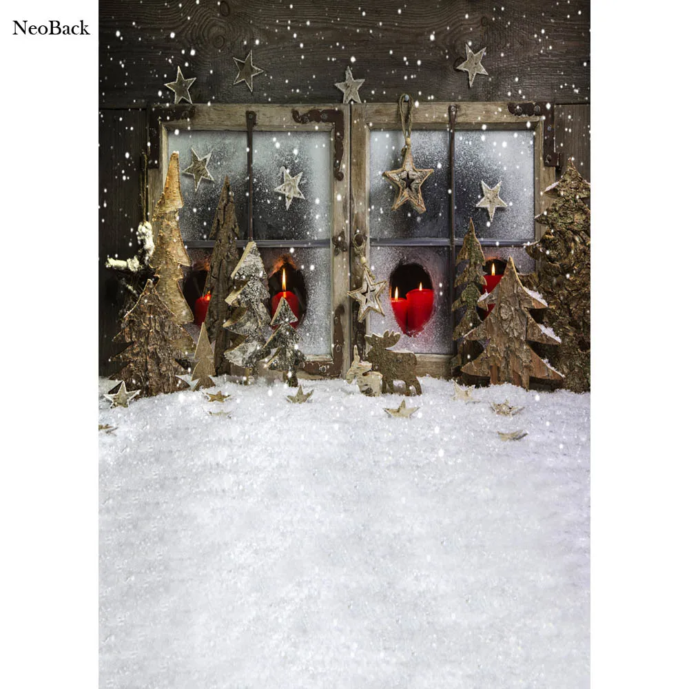neoback 2018 santa christmas tree snow window view vinyl photo christmas tree snow scene