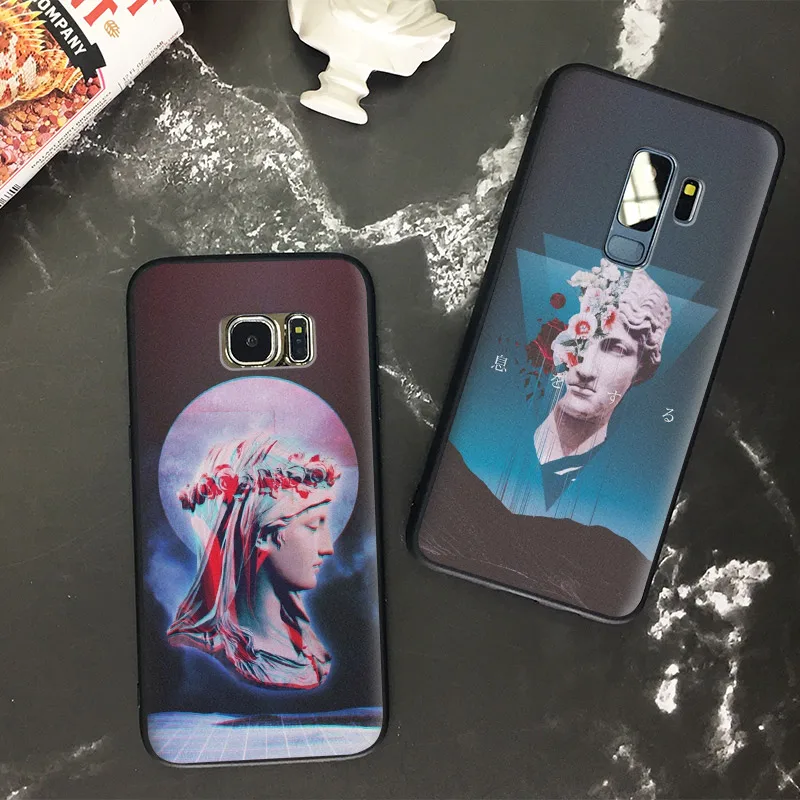 

Synthwave vaporwave Aesthetic art TPU Soft Silicone Phone Case Shell Cover For Samsung S7 Edge S8 S9 Plus Note 8 9