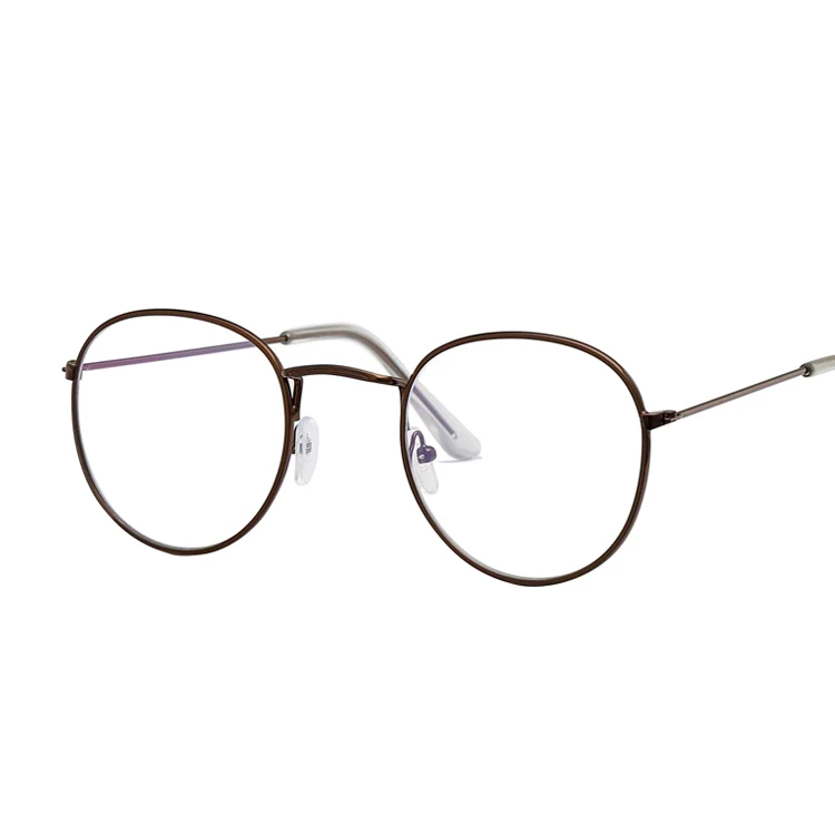 Маленькие круглые очки, женские солнцезащитные очки, металлическая оправа, очки, Ретро стиль, для женщин, оптика, очки, прозрачные линзы, Прозрачный верх - Цвет линз: Copper