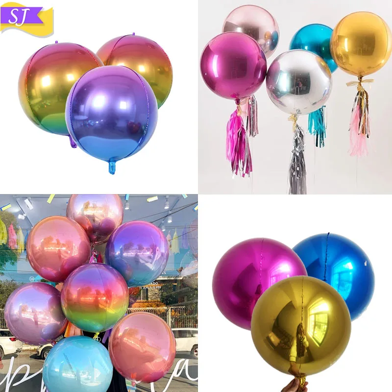 

22 inch 4D rainbow gradient color rose gold balloon round aluminum film balloon wedding birthday party decoration balloon