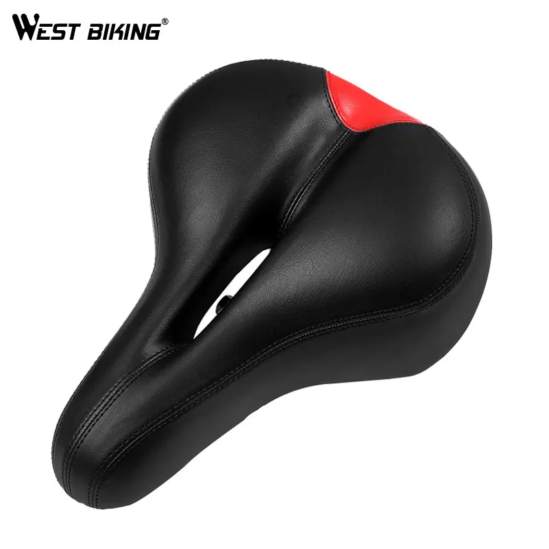 

WEST BIKING Wide Cycling Saddle PU Leather MTB Mountain Bike Seats High-Elastic Soft Sponge Cushion Shockproof Bicycle Saddle
