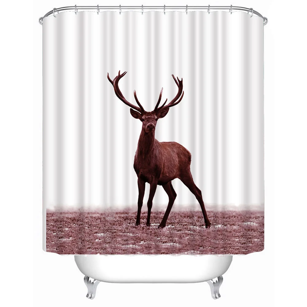 

3D Printed Bathroom Curtain Bath Curtains Polyester Waterproof Shower Curtains Deer Design Bath Shower Screen Cortina Ducha