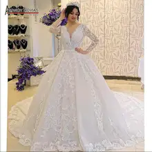 Robe de soiree свадебное платье с длинными рукавами и кружевом с милой спинкой