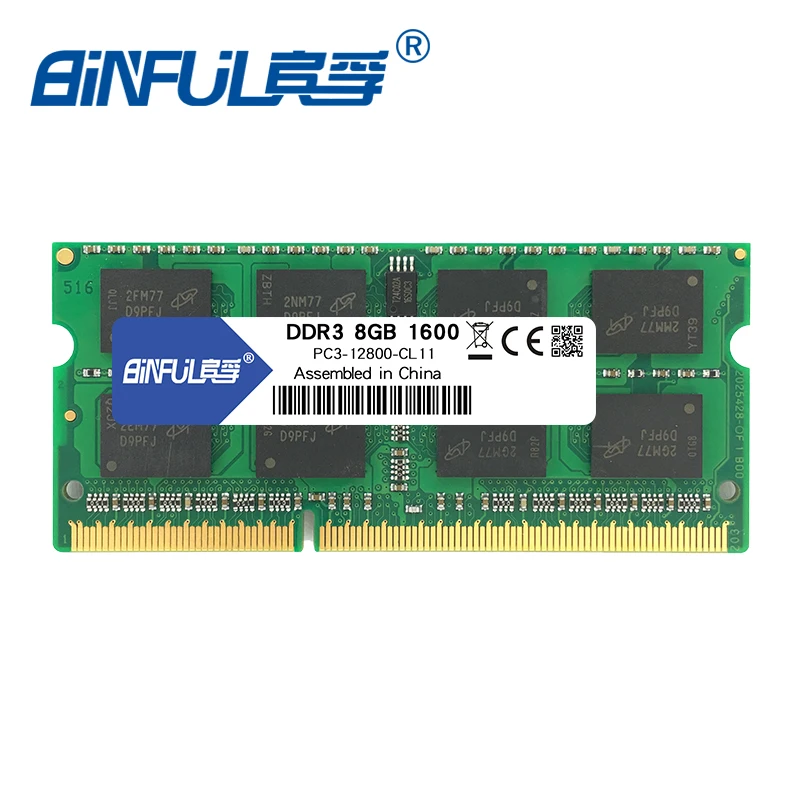 Binful DDR3 8GB 1333mhz 1600MHz PC3-12800s 1,5 V Напряжение CL11 SODIMM 204pin оперативная память для ноутбука