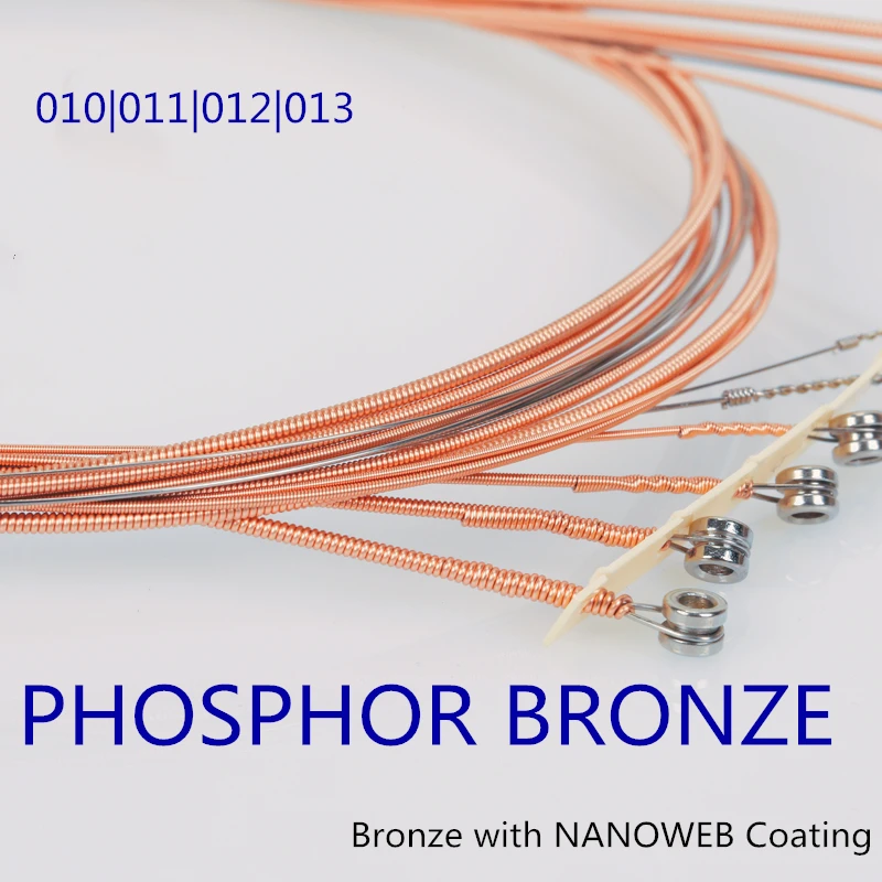 

Acoustic Guitar Strings set 010 011 012 013 Phosphor Bronze with Coating Extra Light Great Tone Long Life Wound Guitar strings