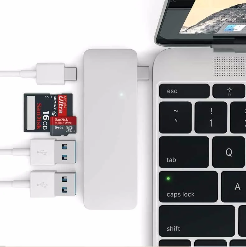 Высокая скорость USB 3,0 Тип C концентратор с зарядки USB/SD/Mini SD 5 в 1 комбинированный концентратор для Macbook 12 дюймов 13