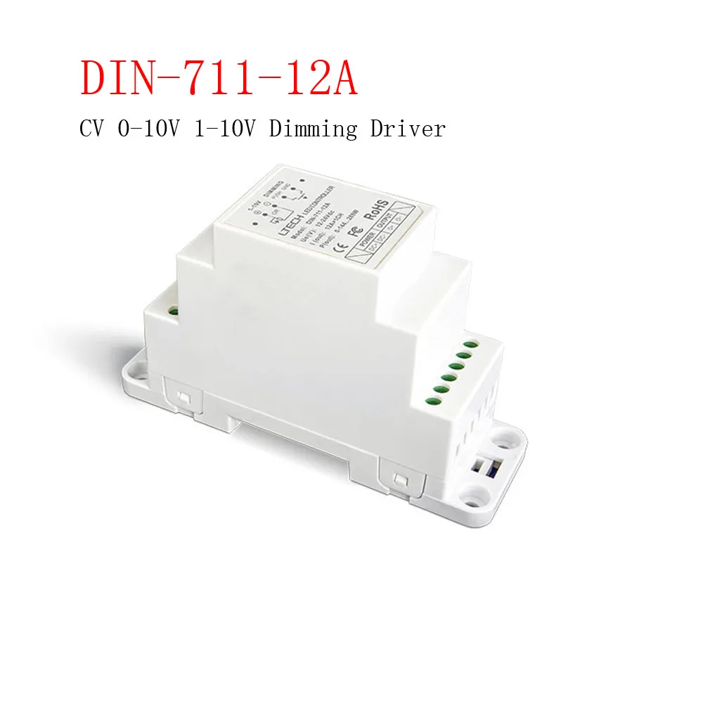 

LTECH DIN-711-12A DIN-RaiL CV 1-10V Led Dimming Driver 0-10V/1-10V/10V PWM or push Button