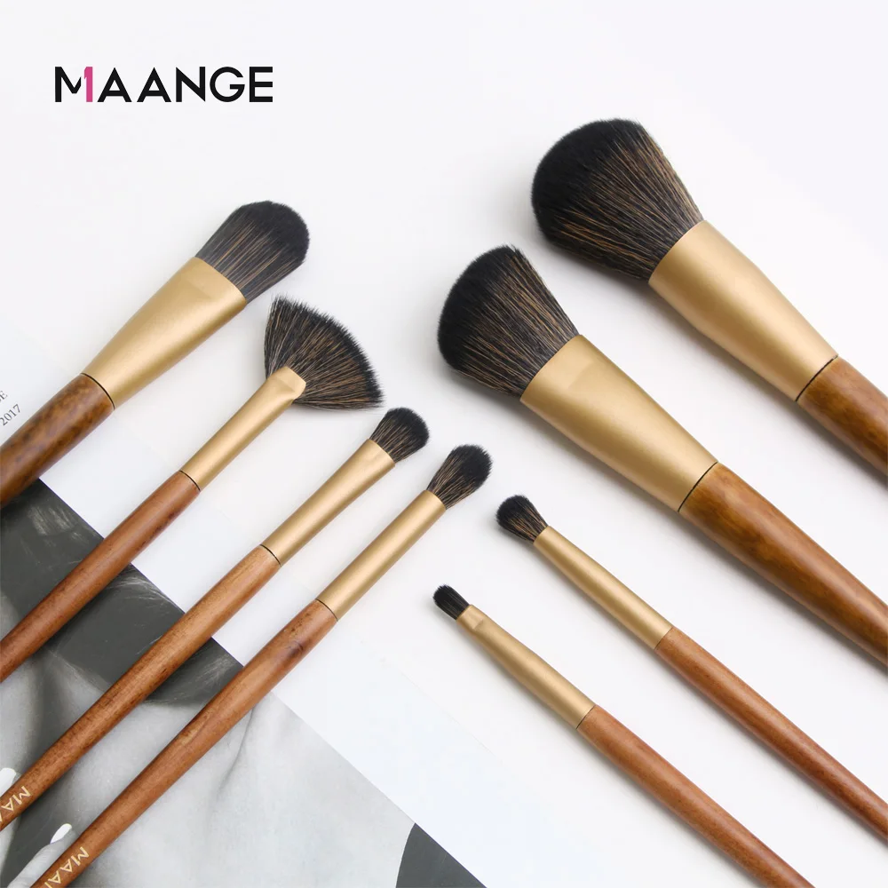 MAANGE 10/11/15 шт. Профессиональный набор кистей для макияжа кисть для румян кисть для растушевки губ вентилятор глаз кисти дерево Make Up кисть, косметические инструменты с сумкой в комплекте