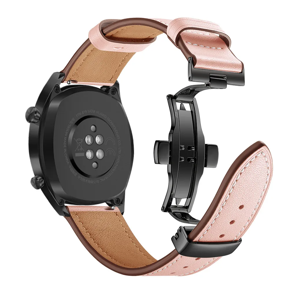 Кожаный ремешок для часов huawei GT для samsung Galaxy Watch active 46 мм gear S3 correa amazfit ремешок Bip 22 мм Браслет Бабочка Пряжка