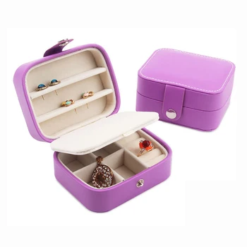 

2 Layers Cute Portable Girl Jewelry Storage Boxes Gift Leather Necklace Rings Earrings Makeup Organizer Gift Box for Women Lady