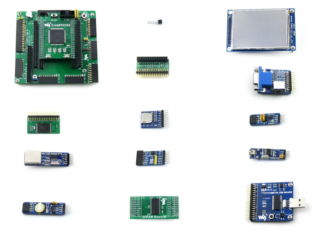 FPGA JTAG EP4CE6 C EP4CE6E22C8N ALTERA Cyclone IV Development Board + 12 комплектов дополнительных модулей =