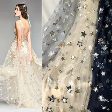 GLace 1Y/лот блестящая сетчатая ткань с вышивкой в виде звезд ткань для свадебного платья кружевное украшение на заказ DIY кружевная ткань TX924