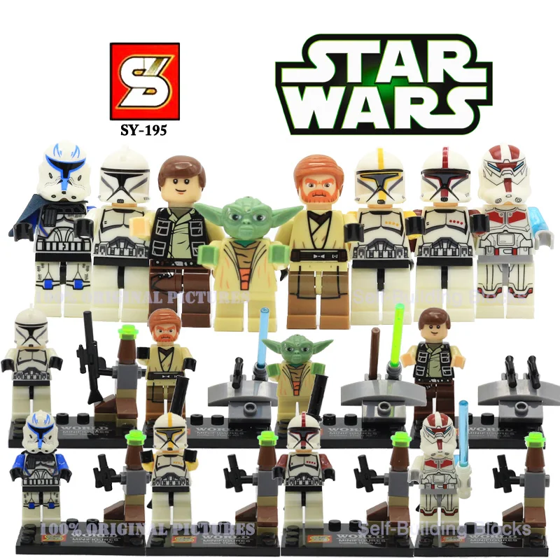 

SY195 Star Wars Clone Troopers SkyWaker Building Blocks Minifigure Yoda Han Solo Obi Wan Kenobi VS Star Wars 7 The Force Awakens